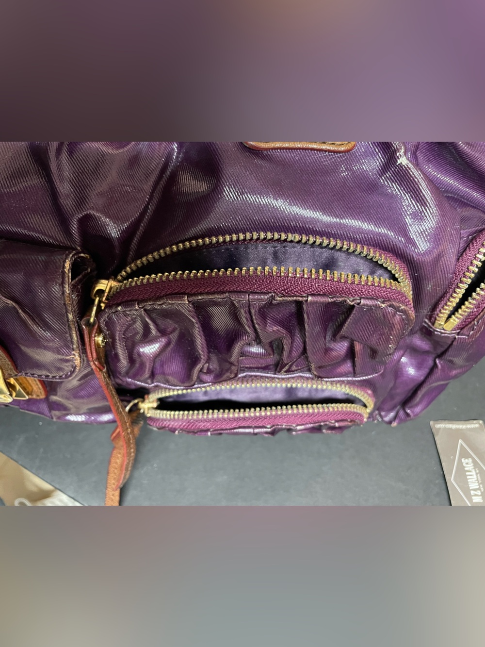 MZ Wallace Clara Satchel in Plum Slicker with Gold Tone Hardware - Picture 16 of 16